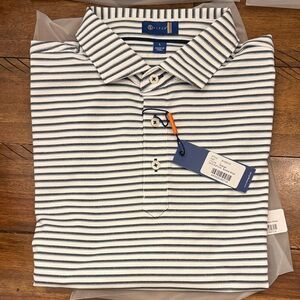 Stitch Men's Striped Polo Shirt - Navy and White